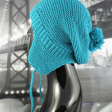 Bobble Garter Stitch Trapper Slouch Hat