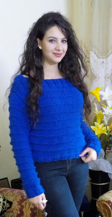 Boat Neck Cropped Chunky Sweater