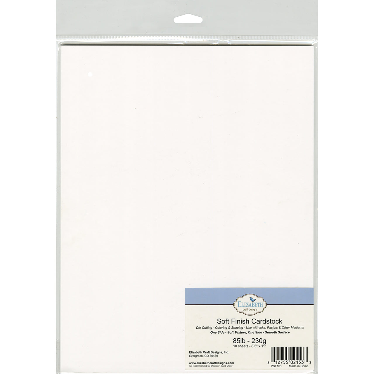 Elizabeth Craft Designs Elizabeth Crafts Soft Finish Cardstock 85lb 8.5"X11" 10/Pkg - White