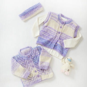 Babies Coat, Cardigan, Gilet & Headband in King Cole Cutie Pie DK - P6167 - Leaflet