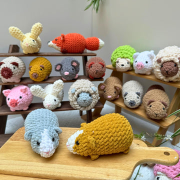 Crochet Animal Pattern Bundle 10 in 1 No Sew Amigurumi PDF: Mouse, Hamster, Guinea Pig, Bunny, Squirrel, Hedgehog, Capybara, Fox, Pig, Sheep