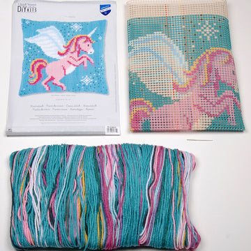 Vervaco Unicorn Cushion Cross Stitch Kit - 40cm x 40cm