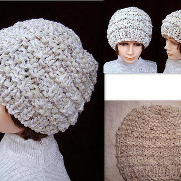 730 Weave style knitted beginner hat, beanie, cloche