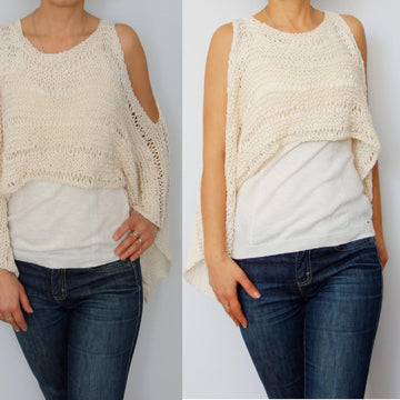 Open Shoulder Cropped Sweater