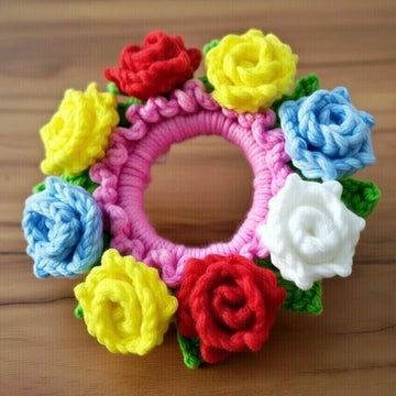 Crochet Flower Scrunchie Pattern | PDF + Video Tutorial | Beginner