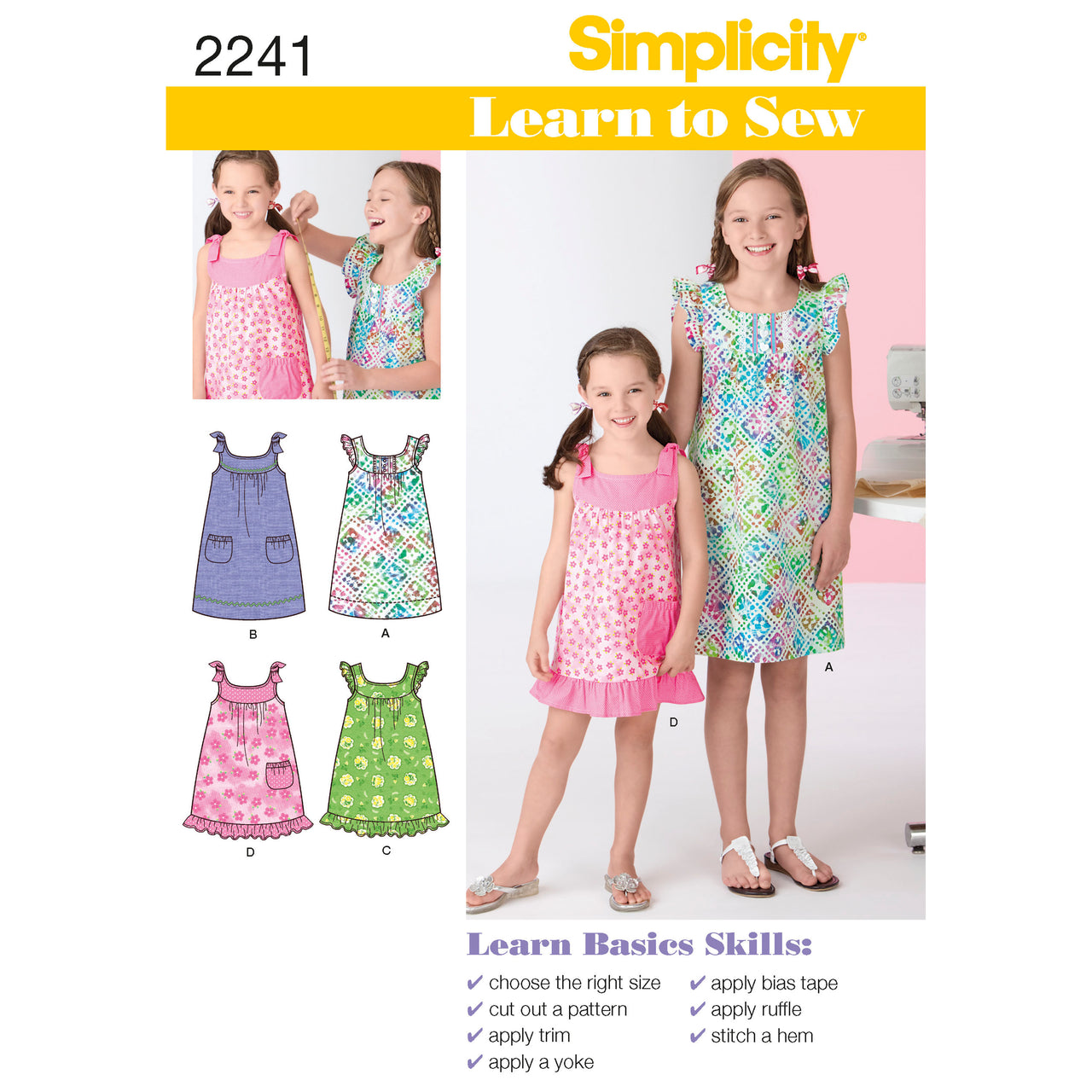 Simplicity Learn to Sew Child's & Girl's Dresses 2241 - Sewing Pattern
