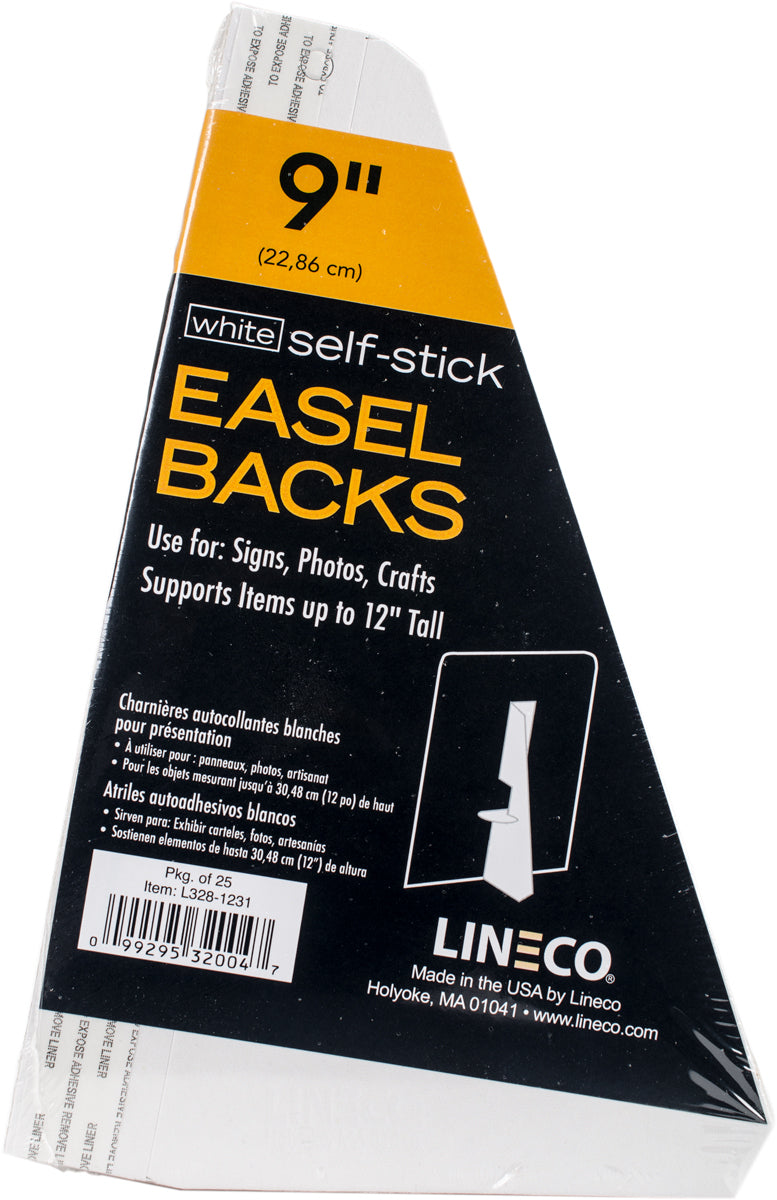 Lineco Self-Stick Chipboard Easel Backs 25/Pkg - White Single-Wing 9"
