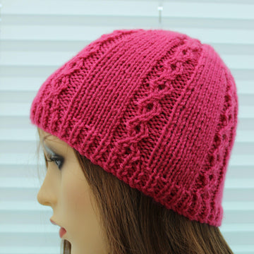 Knitting Pattern Ladies Beanie Hat UK & USA Terms #424