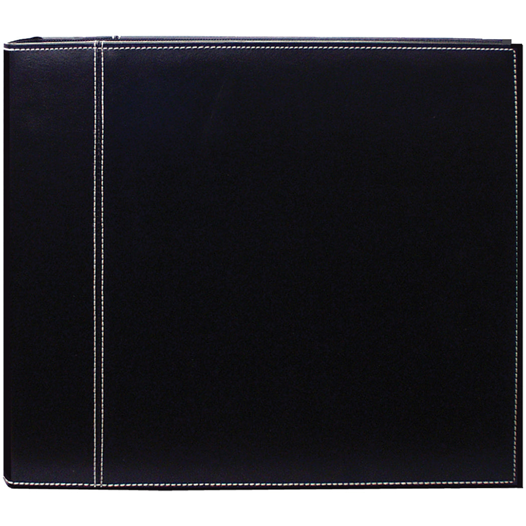 Pioneer 3-Ring Sewn Cover Album 12"X12" - Black/Black