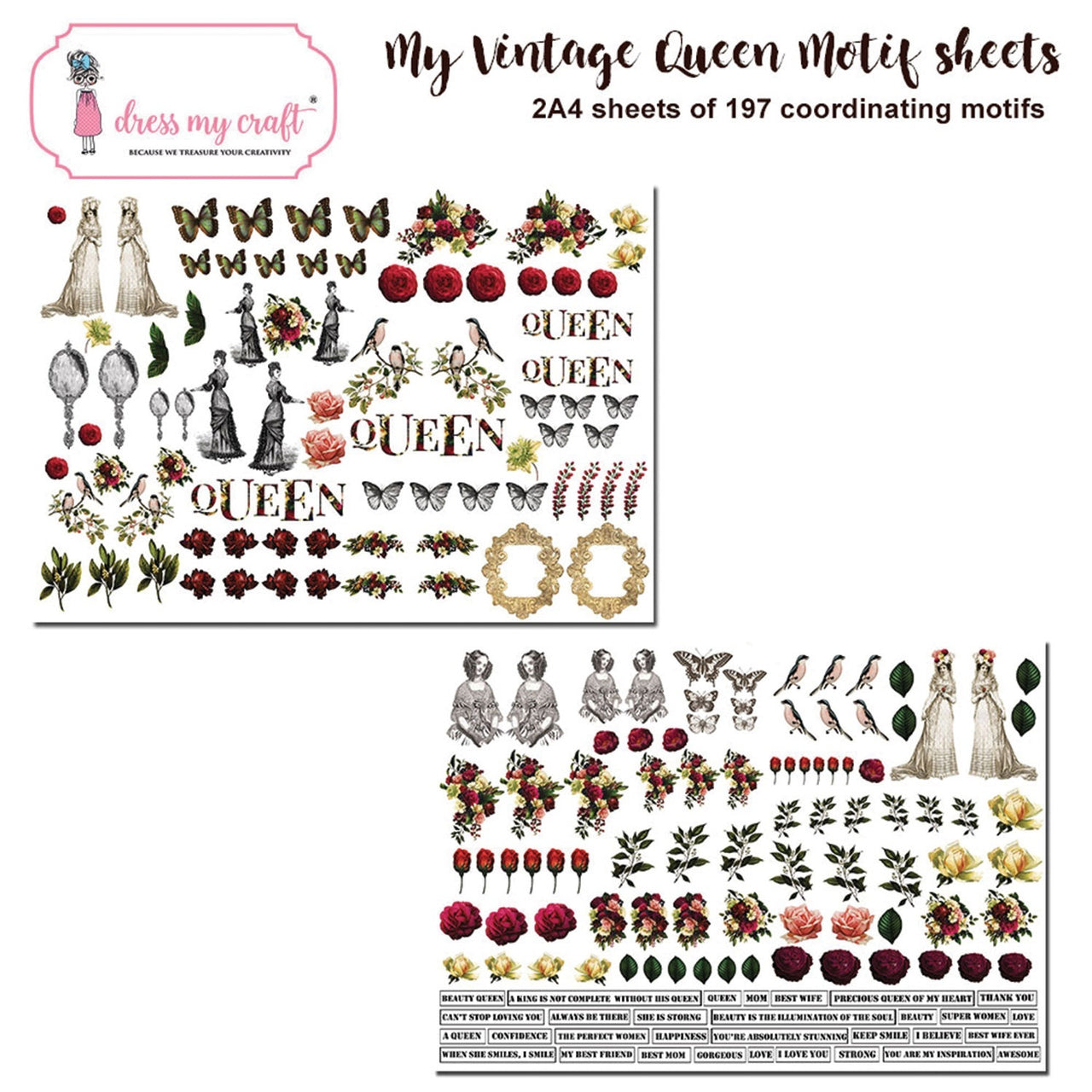 Dress My Craft Image Sheet 240gsm A4 2/Pkg - My Vintage Lady