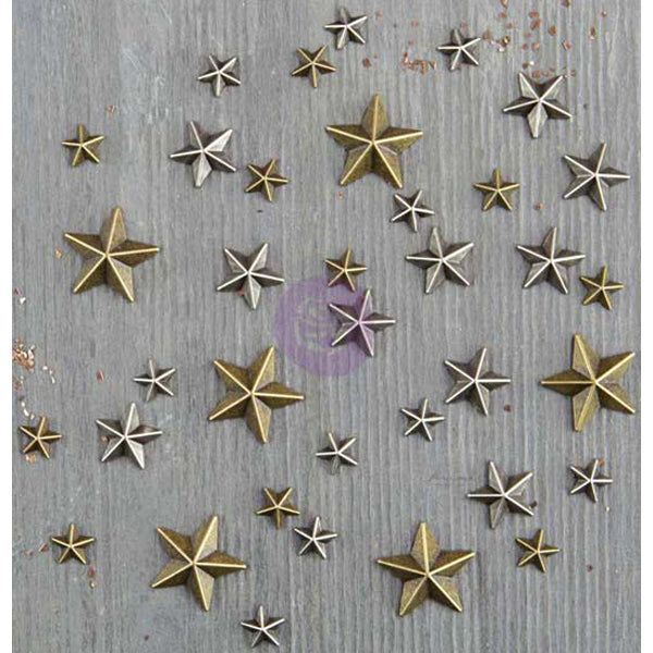 Prima Marketing Finnabair Mechanicals Metal Embellishments - Mini Stars 36/Pkg