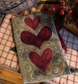 The Old Tattered Flag Wonky Hearts Punch Needle Pattern with Printed Weaver's Cloth - OTF2622 - Leaflet
