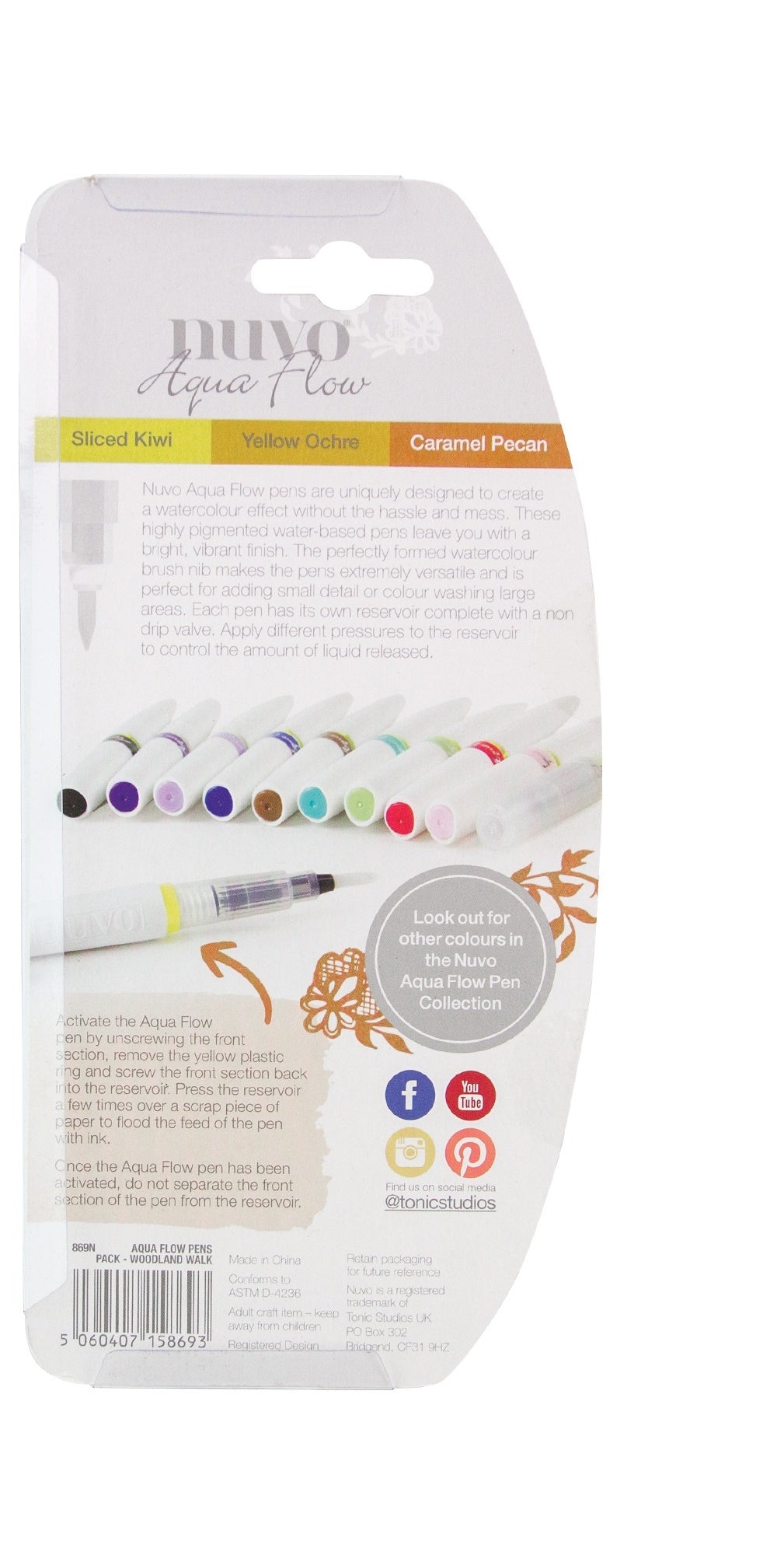 Tonic Studios Nuvo Aqua Flow Pens 3/Pkg - Woodland Walk