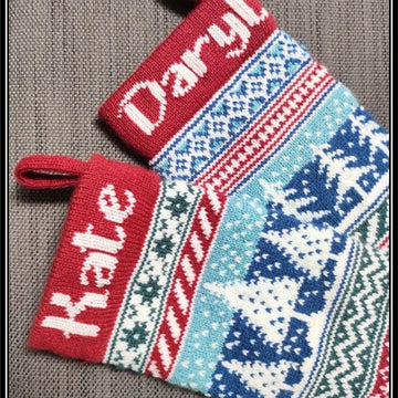 Personalised Fairisle Nordic Christmas Stockings - 2 x designs
