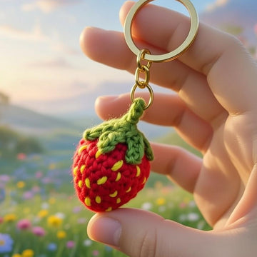 Crochet Strawberry Keychain Pattern – PDF + Video Tutorial