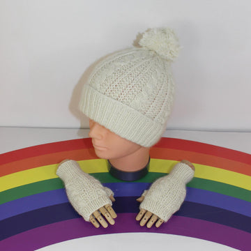 Toddler Child Aran Cable Beanie and Gloves
