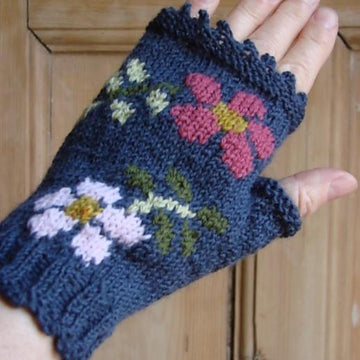 Dog Rose fingerless mitts