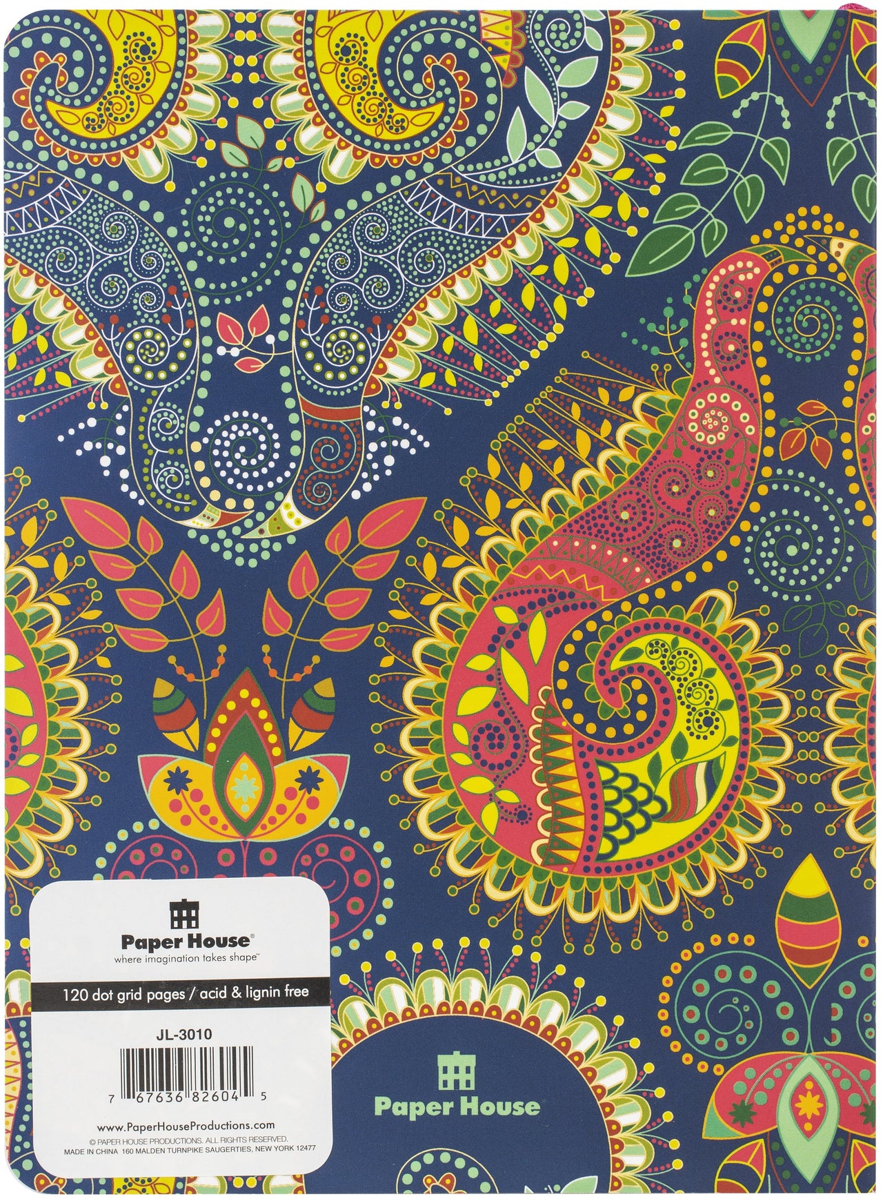 Paper House Softcover Journal 5.75"X8" - Navy Paisley