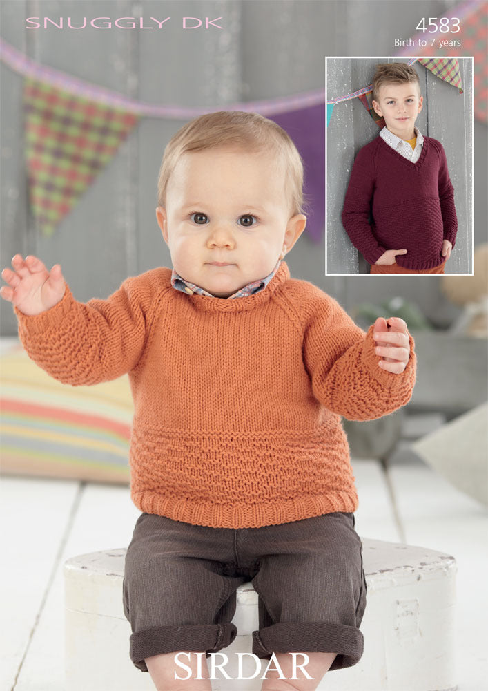 Round Neck and V Neck Sweaters in Sirdar Snuggly DK - 4583 - Downloadable PDF
