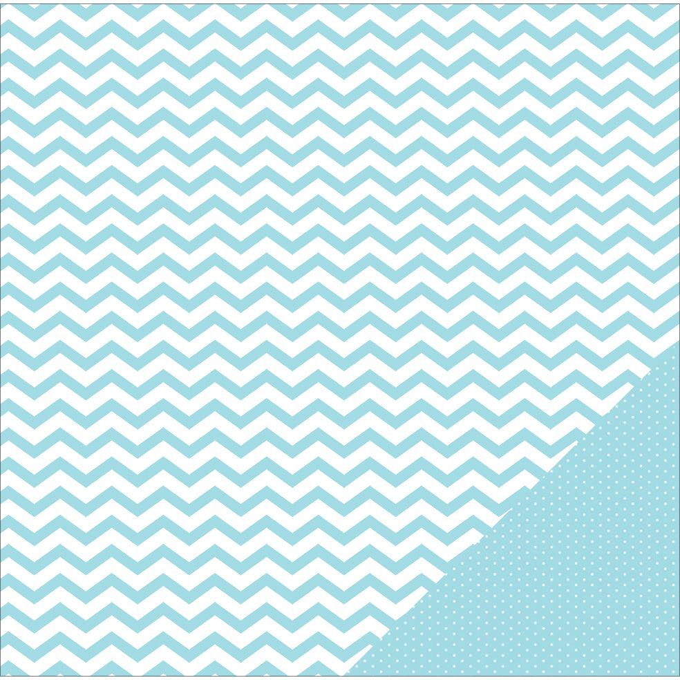 American Crafts Basics Double-Sided Cardstock 12"X12" 12/Pkg - Sky Blue Chevron