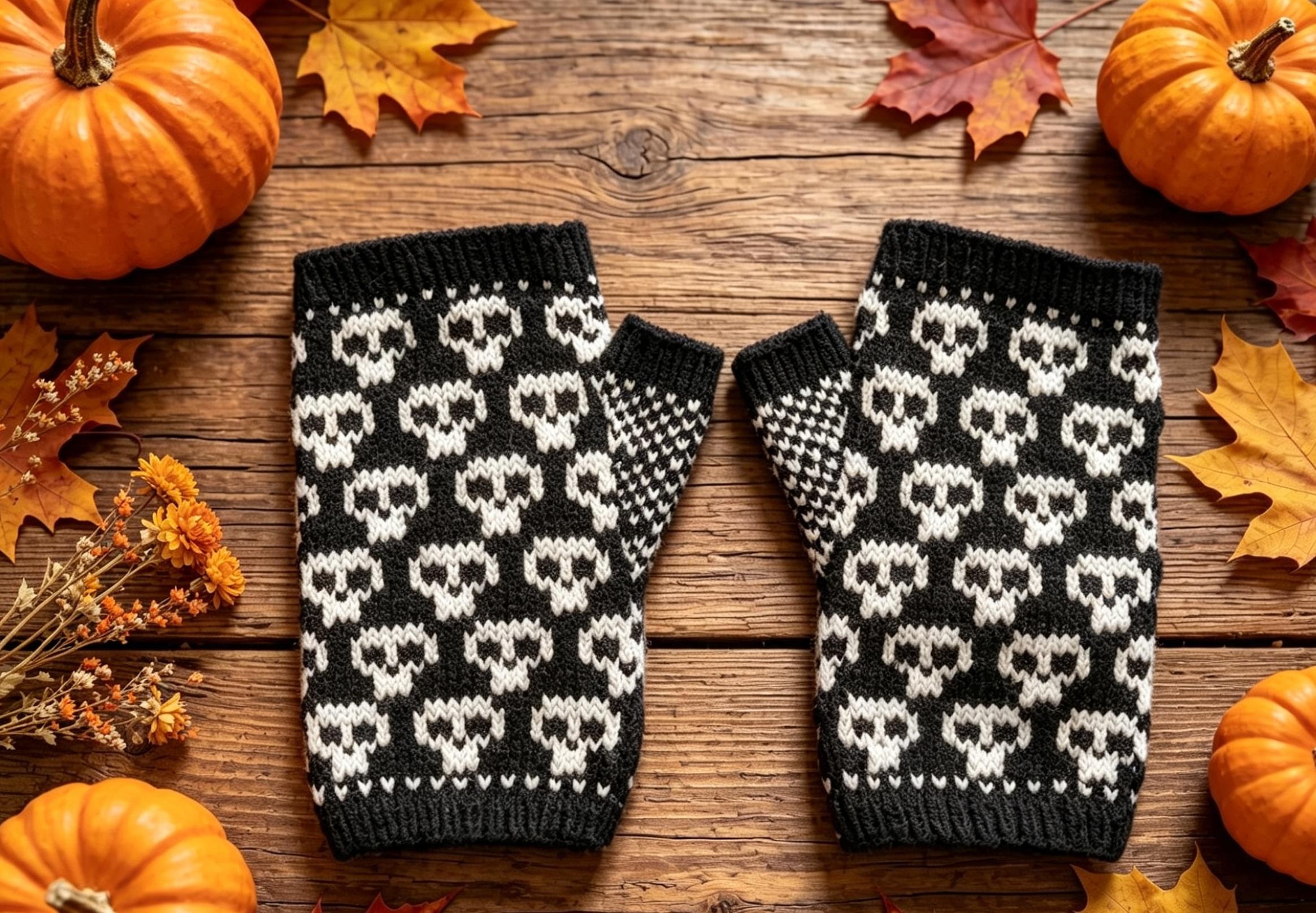 Spooky Halloween Skull Mitts