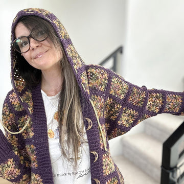 Dolman Hoodie Granny Square Cardigan