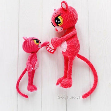 2in1: Pink Panther + Cat Lucienne + Eyes crochet pattern (PDF + 8 videos)