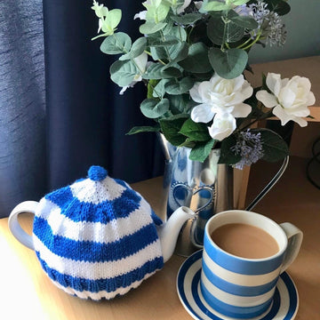 Cornish Striped Tea Cozy (Tea Cosy) in Sirdar Snuggly DK