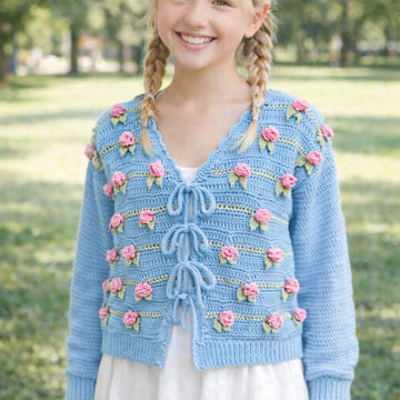 Rose Garden cardigan crochet pattern kids