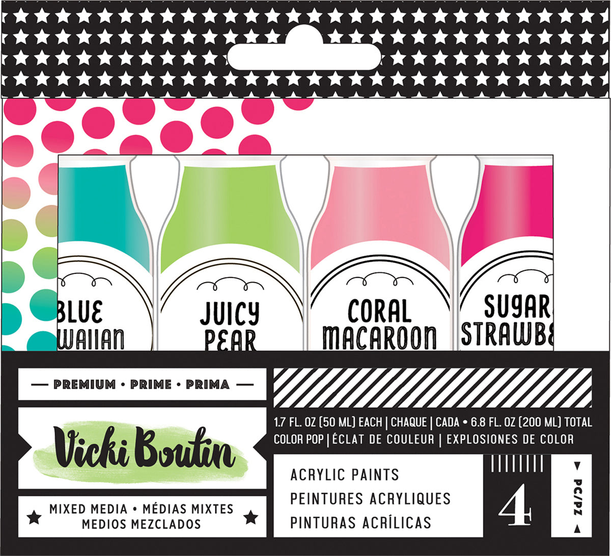 American Crafts Vicki Boutin Mixed Media Color Pop Acrylic Paint 1.7oz 4/Pkg - Set 3