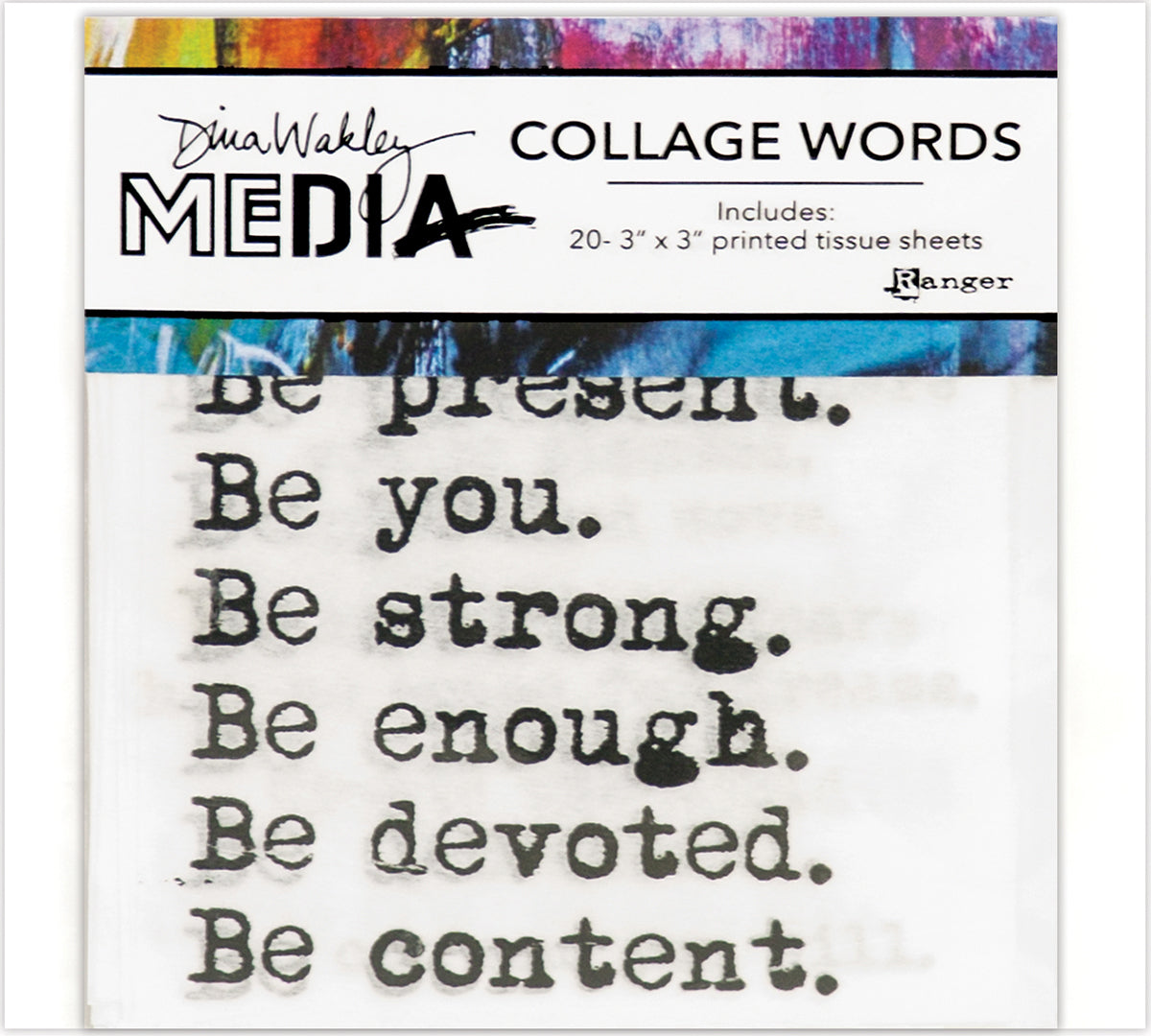 Ranger Dina Wakley Media Collage Word Pack 3"X3" 20/Pkg - #1