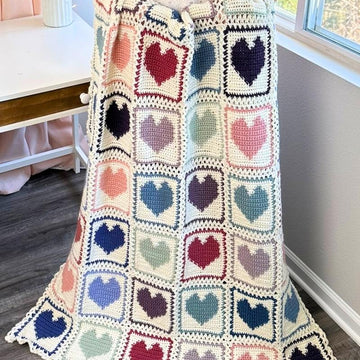 Scrap Hearts Afghan Crochet Pattern