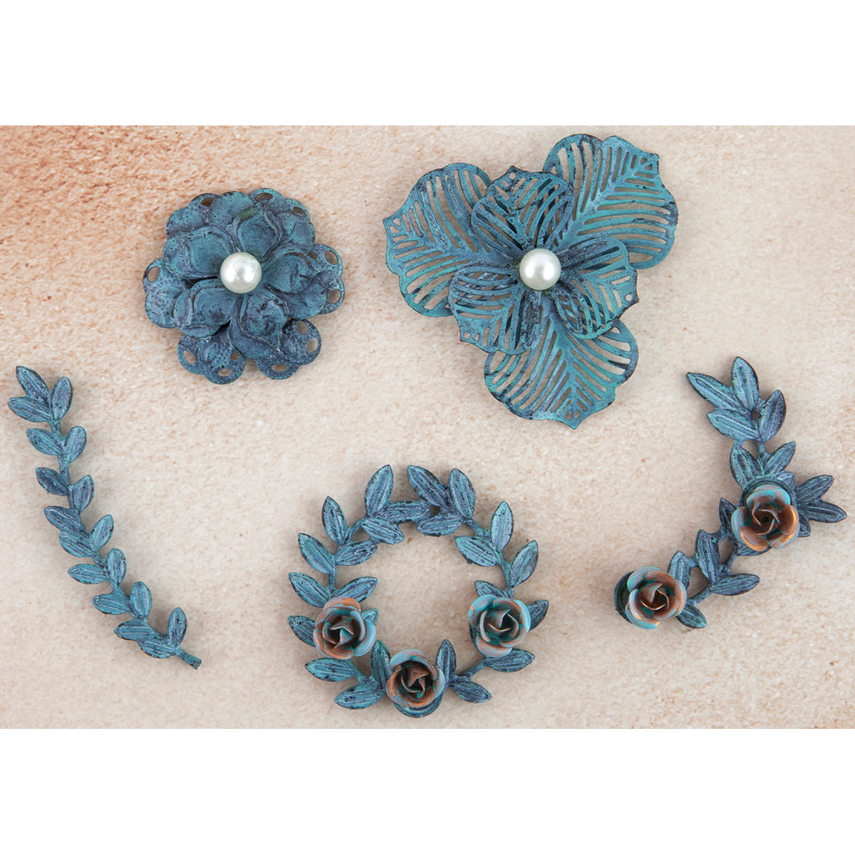 Prima Marketing Metal Trinkets - Flowers & Vines 5/Pkg