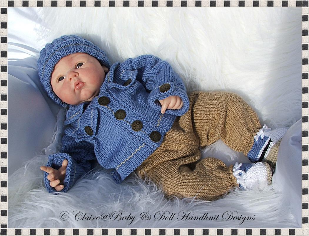 Denim Jacket & Chinos Outfit 16-22” dolls/NB/0-3m baby