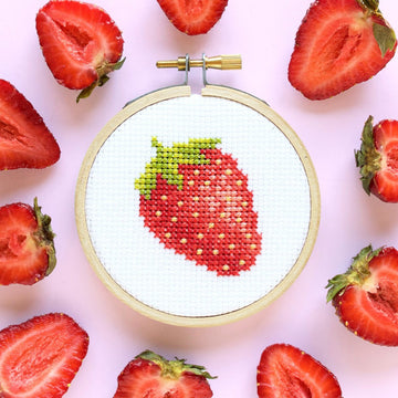 The Stranded Stitch Strawberry Cross Stitch Kit - 3 inches
