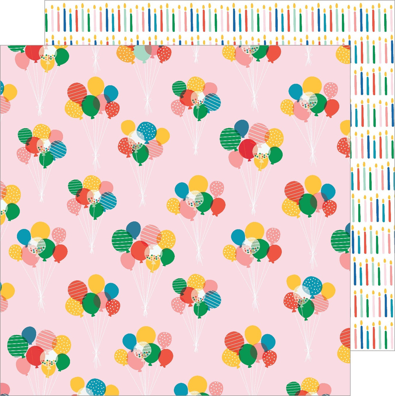 American Crafts Happy Cake Day Double-Sided Cardstock 12"X12" 25/Pkg - Balloon Bouquet