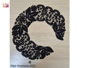 Detachable black lace crochet collar