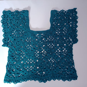 Teal Crochet Lace Top