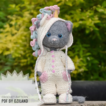 Сrochet pattern: Doll Clothes set PDF - Outfit Little unicorn for Amigurumi Doll approx. 19.5 cm