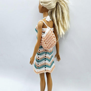 crochet dress for barbie Coastal and Bag Marilyn Monroe dress for Size:AU6 - (US2) PDF Doll Pattern Crochet onsite