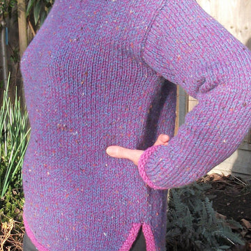 Split Length Tunic Sweater with Contrast Hems