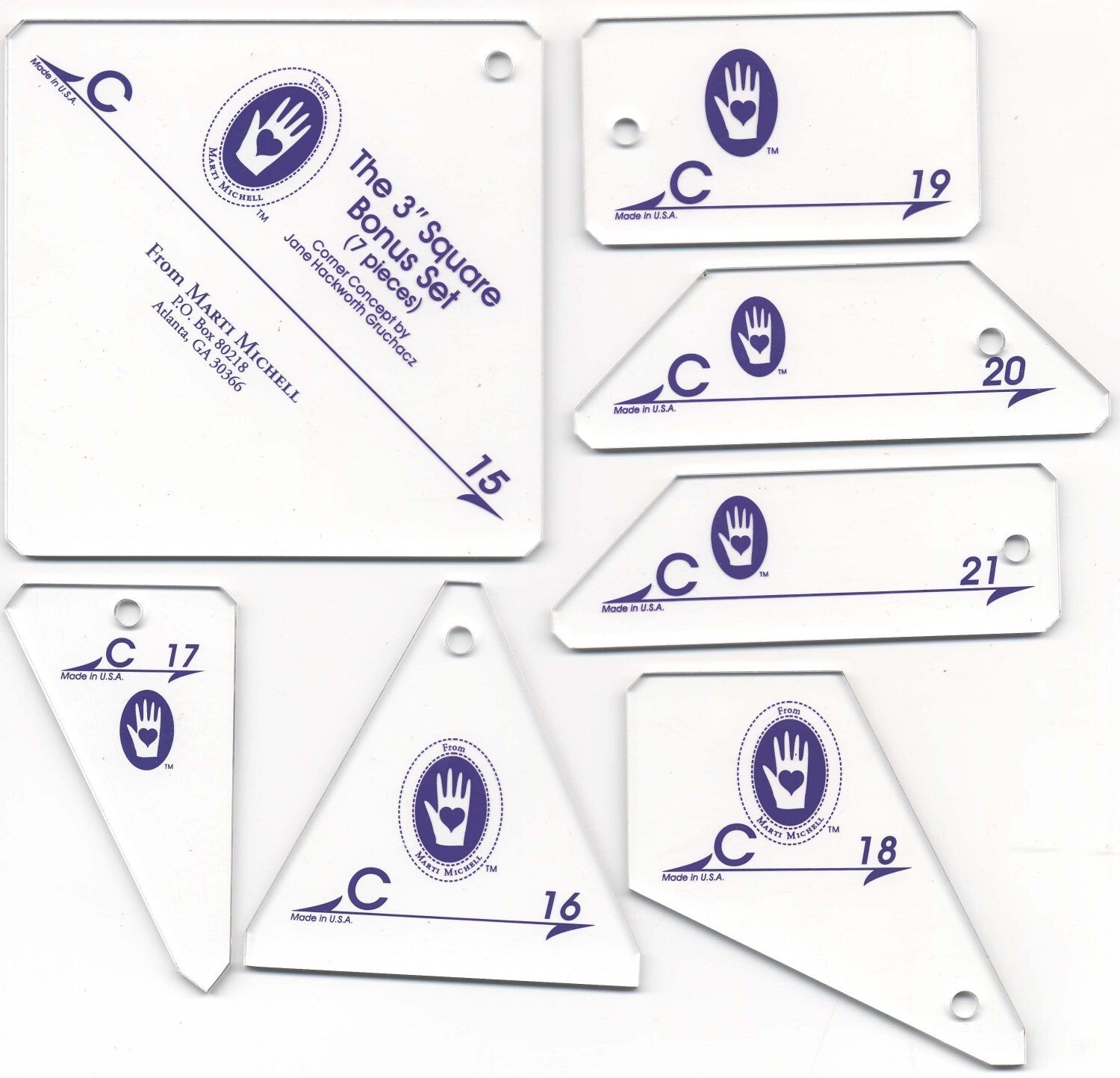 Marti Michell Set C Perfect Patchwork Quilting Template