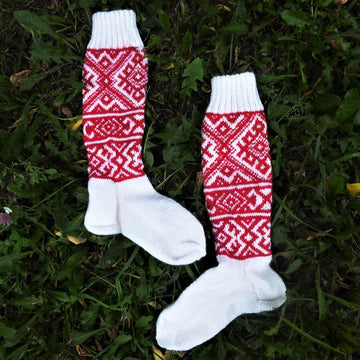 Red white knee high socks