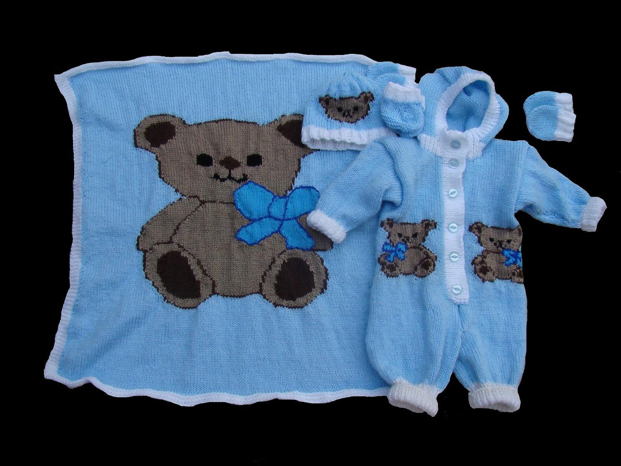 Teddy Baby Hooded Pram Set