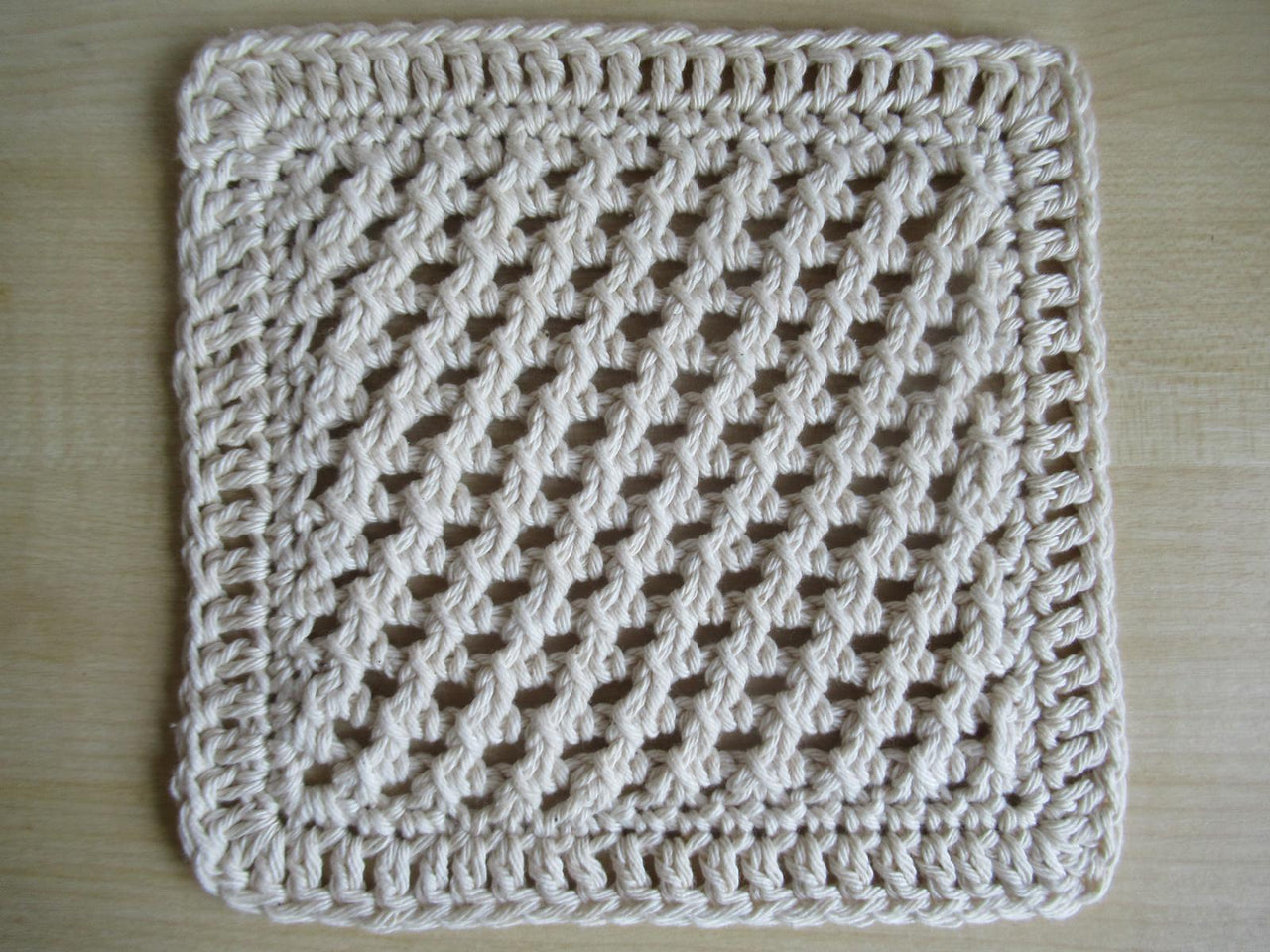 Tunisian Diagonal Mesh Washcloth