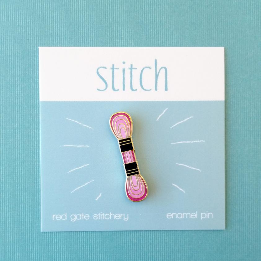Red Gate Stitchery Mini Floss Skein Enamel Pin - Pink