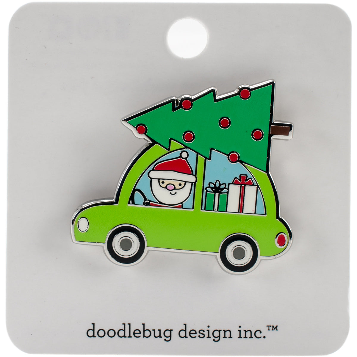 Doodlebug Collectible Enamel Pin - Here Comes Santa, Christmas Magic
