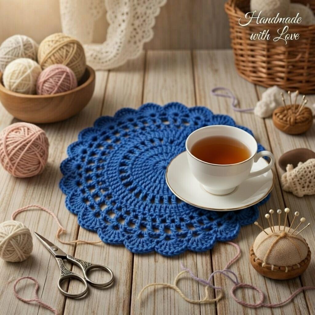 Silk Crochet Coaster Pattern | Elegant Round Motif PDF + Video Tutorial | Handmade Home Decor Gift