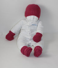 New Baby Booties Beanie and Mittens Set