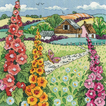 Heritage Hollyhock Farm Counted Cross Stitch Kit